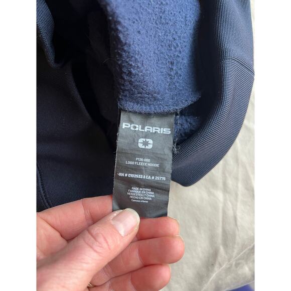 Polaris star men's small retro logo hoodie navy blue fleece lined wicking snow - Picture 8 of 9
